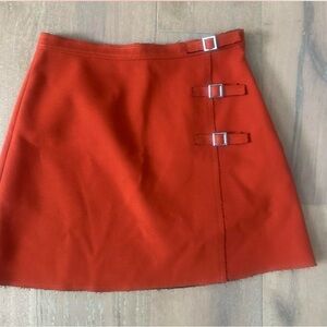 Topshop Vibrant Orange Mini Skirt with Buckle Accents